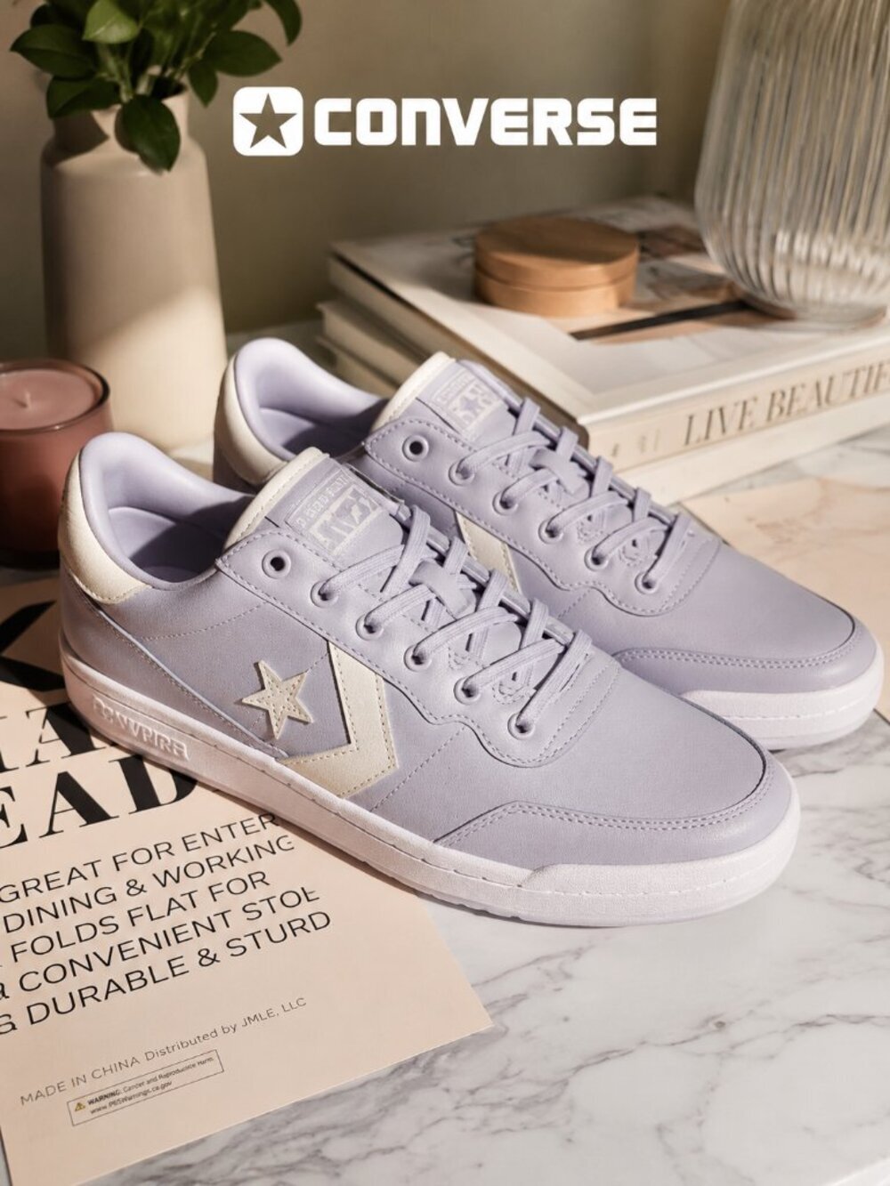Converse Rival Low Top Ghosted Lavender Leather Sneakers A10346C Mens 11.5